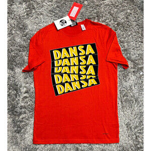 PS By Paul Smith Men's Short Sleeve Crew Neck Tee Orange Red Dansa Print Size S